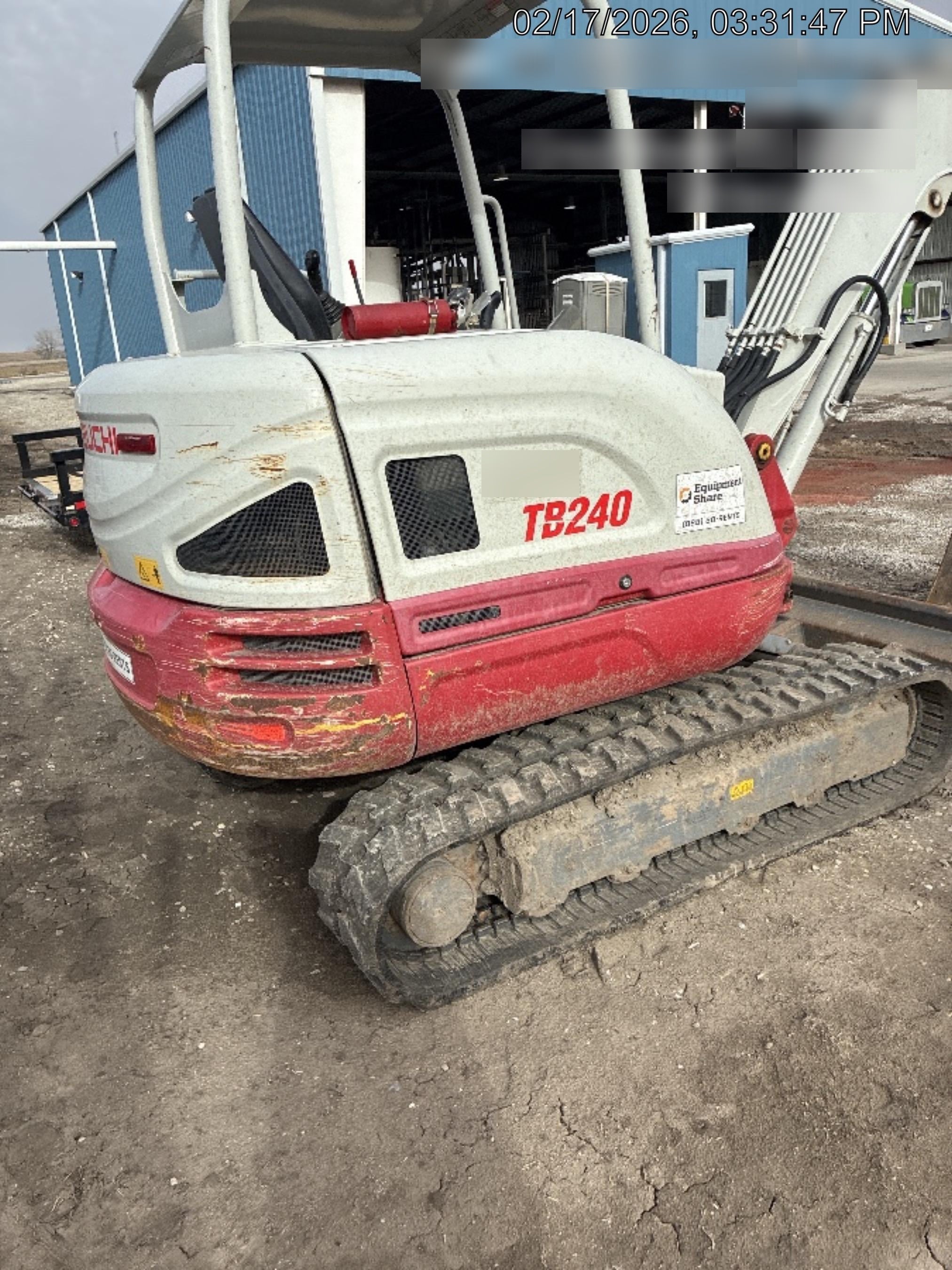 2019 Takeuchi TB240 Takeuchi TB240 Canopy w/Rubber Tracks, Auxiliary Hydraulics, Manual QC, Hydraulic Thumb, 12/18/24" Buckets