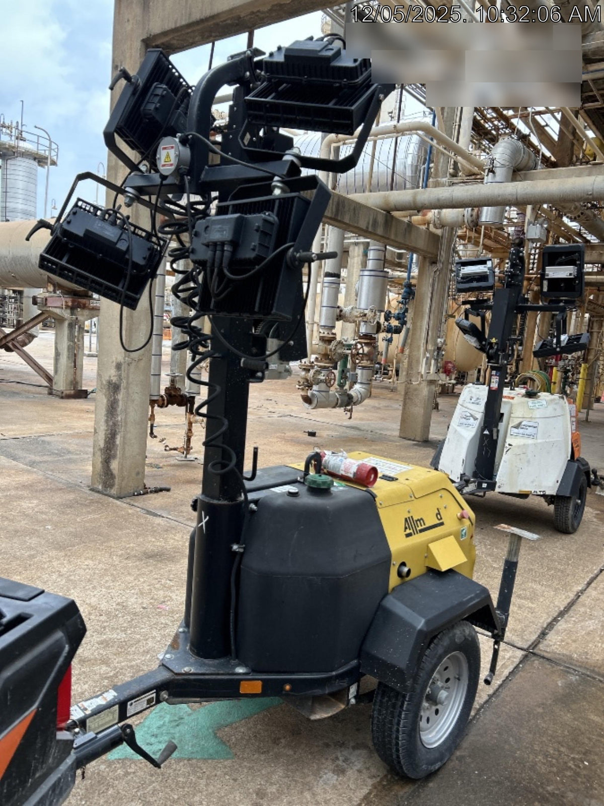 2022 Allmand NLV3GR (4) LED Light Fixture 350W, 23' Vertical Mast, 3kW Prime, Towable, Deep Sea L401, Leveling Jacks, Yanmar T4F 5.8hp