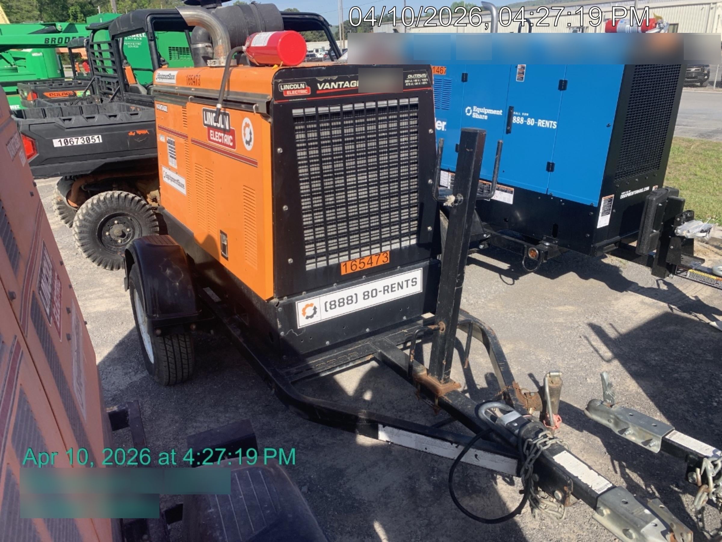 2021 Lincoln Electric Vantage 549X Ready Pak 3, ORANGE (includes trailer, cable rack, fender light kit)