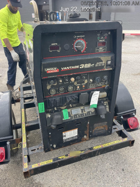 2019 Lincoln Electric Vantage 322 Ready-Pak 3, Two Wheel Trailer, Fender and Light Kit, Cable Rack