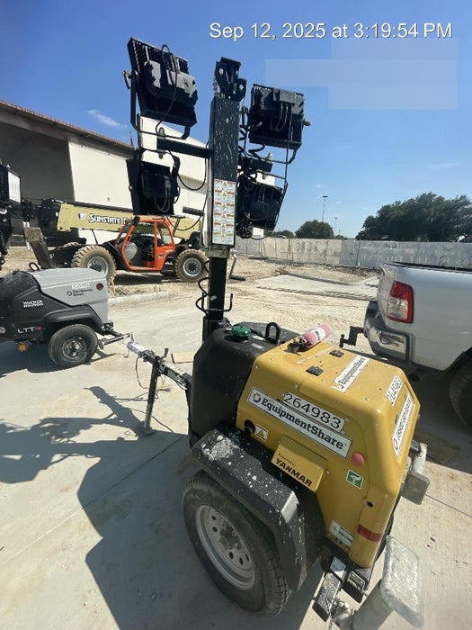 2022 Allmand NLV3GR (4) LED Light Fixture 350W, 23' Vertical Mast, 3kW Prime, Towable, ES Decals, T3