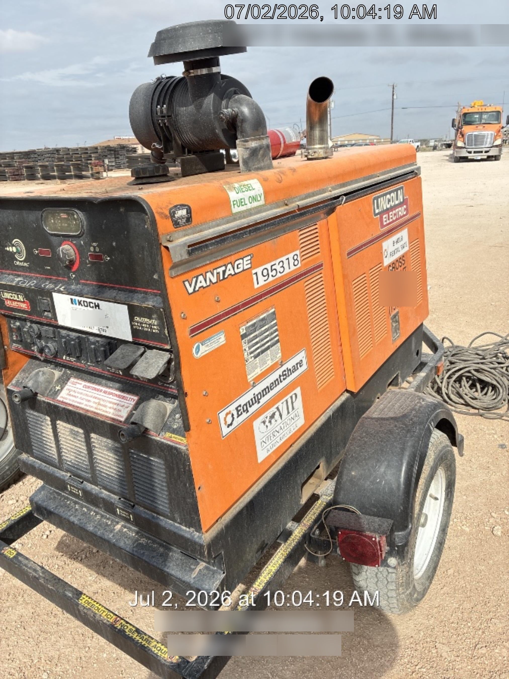 2021 Lincoln Electric Vantage 549X Ready Pak 3, ORANGE (includes trailer, cable rack, fender light kit)