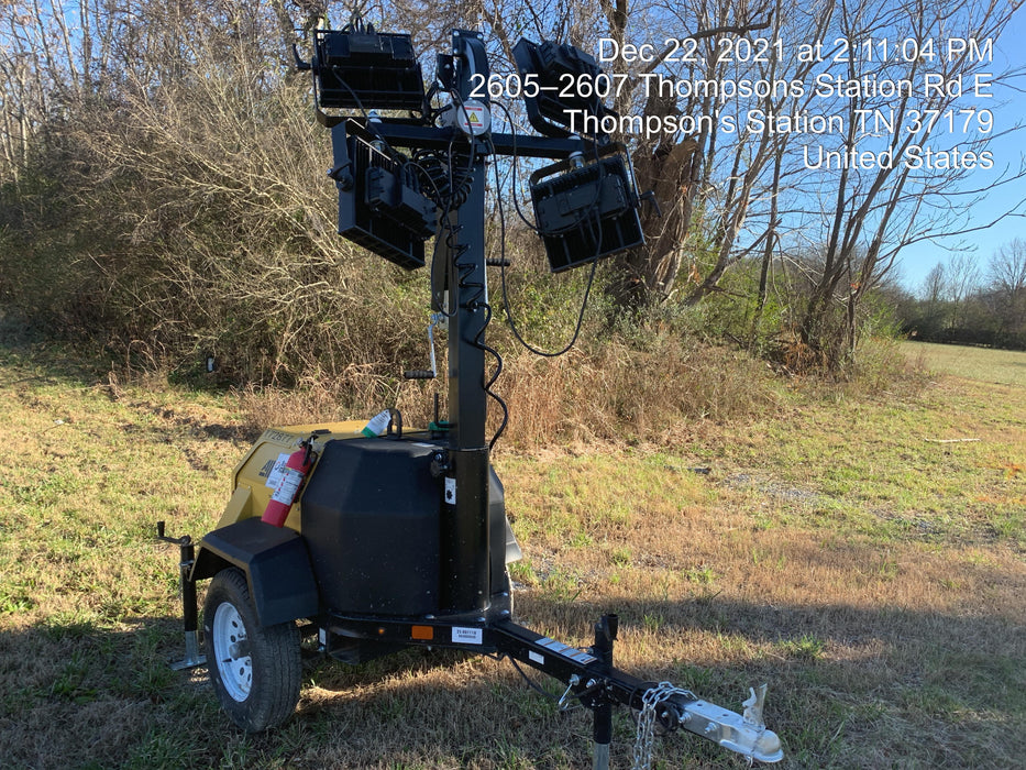 2021 Allmand NLV3GR (4) LED Light Fixture 350W, 23' Vertical Mast, 3kW Prime, Towable, Deep Sea L401, Leveling Jacks, Yanmar T4F 5.8hp