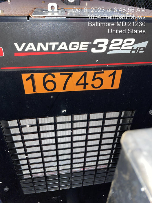 2021 Lincoln Electric Vantage 322 Vantage 322 Ready Pak 3 w/ Decals, ORANGE (includes trailer, cable rack, fender light kit) NO Telematics
