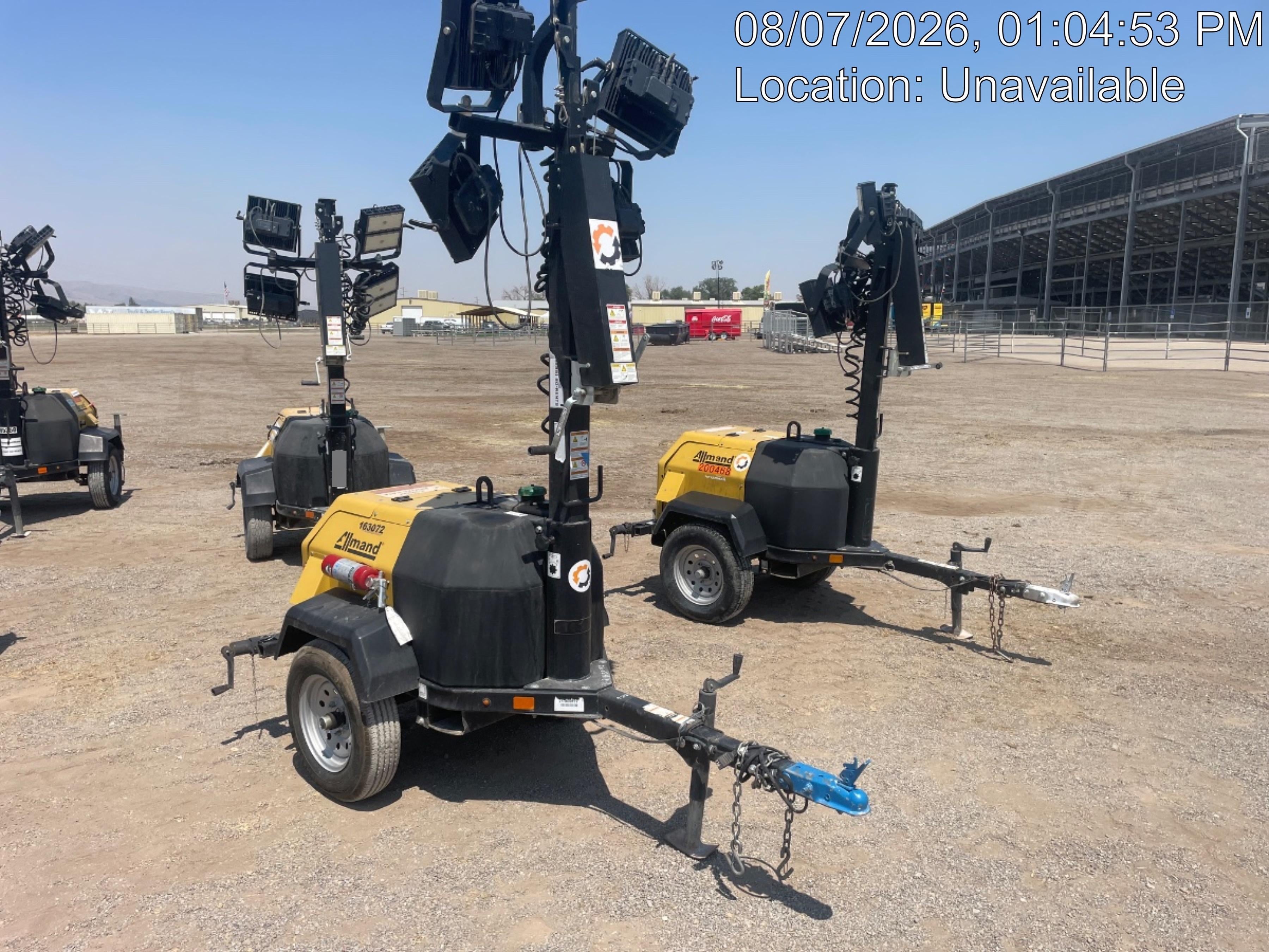 2021 Allmand NLV3GR (4) LED Light Fixture 350W, 23' Vertical Mast, 3kW Prime, Towable, Deep Sea L401, Leveling Jacks, Yanmar T4F 5.8hp