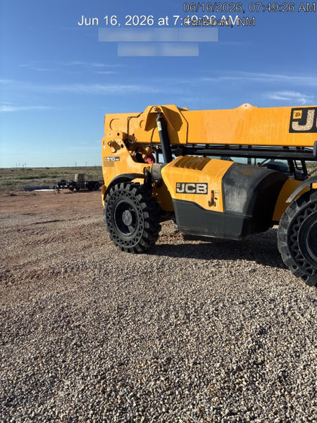 2019 JCB 510-56 Open ROPS, 74 HP, Solid Tires, Worklights, Beacon, Aux Hydraulics, Lifting Eye w/60" Carriage/60" Forks