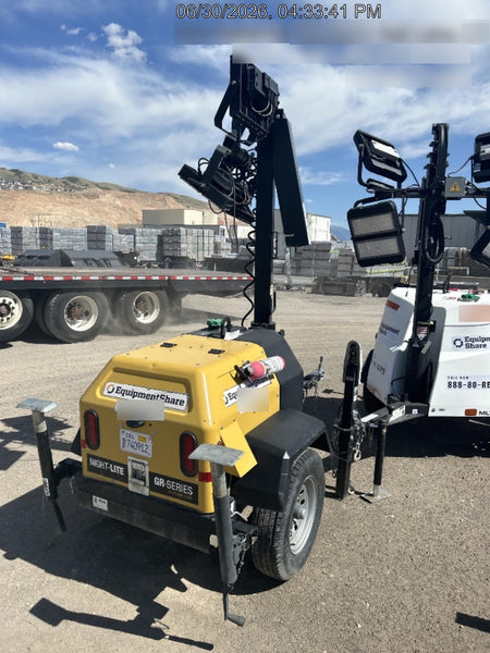 2021 Allmand NLV3GR (4) LED Light Fixture 350W, 23' Vertical Mast, 3kW Prime, Towable, Deep Sea L401, Leveling Jacks, Yanmar T4F 5.8hp