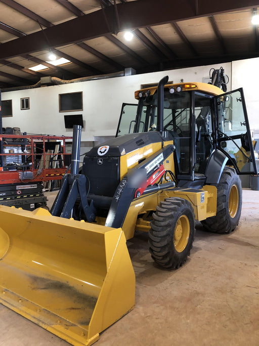 2020 John Deere 410L - Extendable Stick Cab/Heat/Air, 4WD, Extendable Stick, Pilot Controls, 2 Way Hydraulics, TAG Manual QC