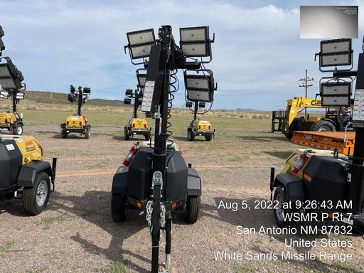 2022 Allmand NLV3GR (4) LED Light Fixture 350W, 23' Vertical Mast, 3kW Prime, Towable, ES Decals, T3