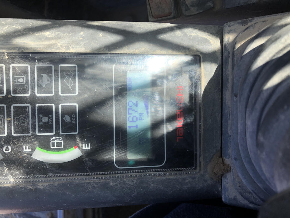 2019 Takeuchi TL8 Cab, Heat/AC, Defroster, 15" Wide Rubber Tracks, Back-up Alarm, Front & Rear Working Lights, Auxiliary Hydraulics, Two-Speed Travel, Electronic Monitoring System, Hydraulic Universal Quick Hitch 76" HD Dirt Bucket with 8 Teeth, 20.3 cubic feet Capacity