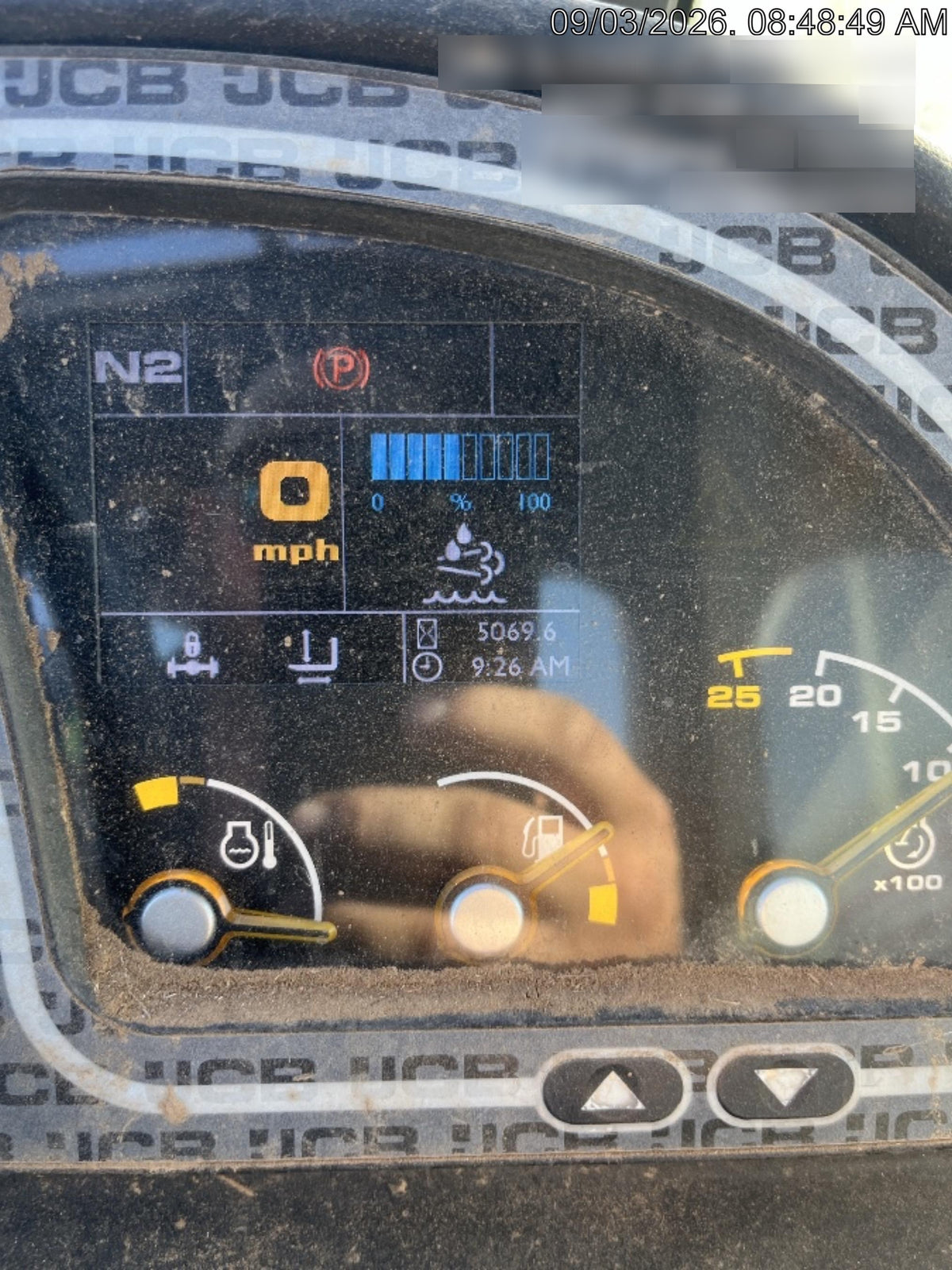 2019 JCB 512-56 109 HP w/Open ROPS, Beacon, Aux Hydraulics, Worklights, Solid Tires 60" Carriage/Forks