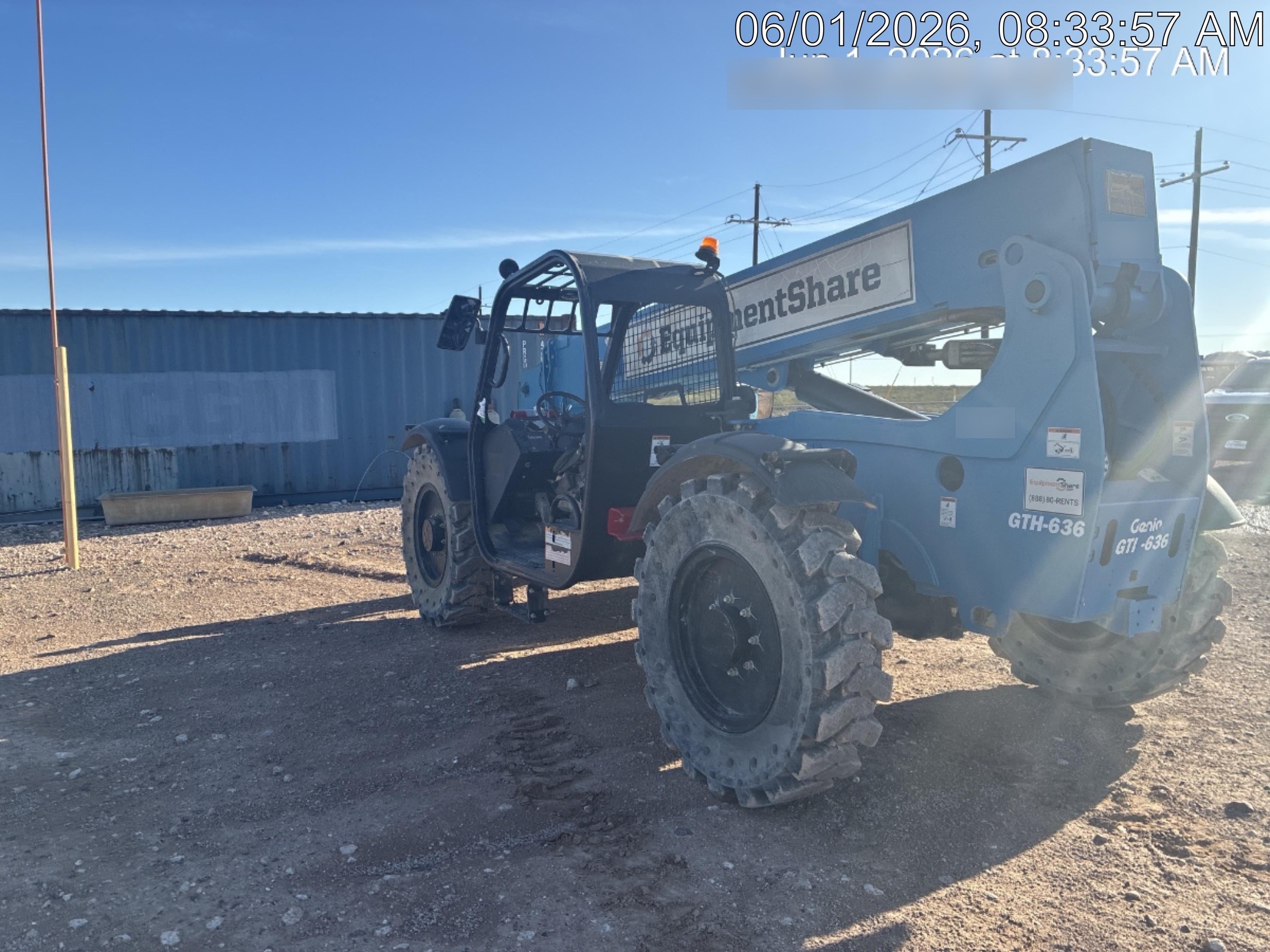 2019 Genie GTH-636 Canopy, Solid RT Tires, LED Work Lights, Beacon 60" QA Carriage, 48" Forks
