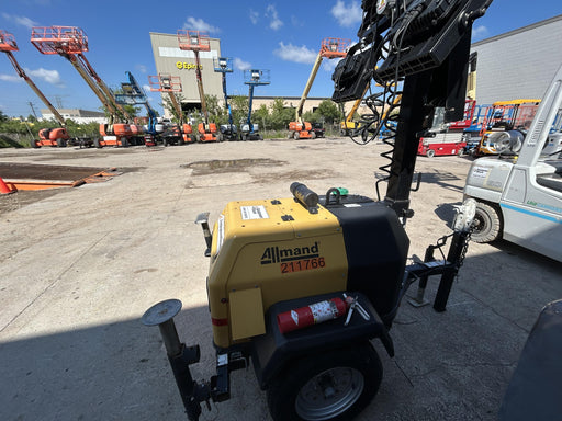 2022 Allmand NLV3GR (4) LED Light Fixture 350W, 23' Vertical Mast, 3kW Prime, Towable, Deep Sea L401, Leveling Jacks, Yanmar T4F 5.8hp