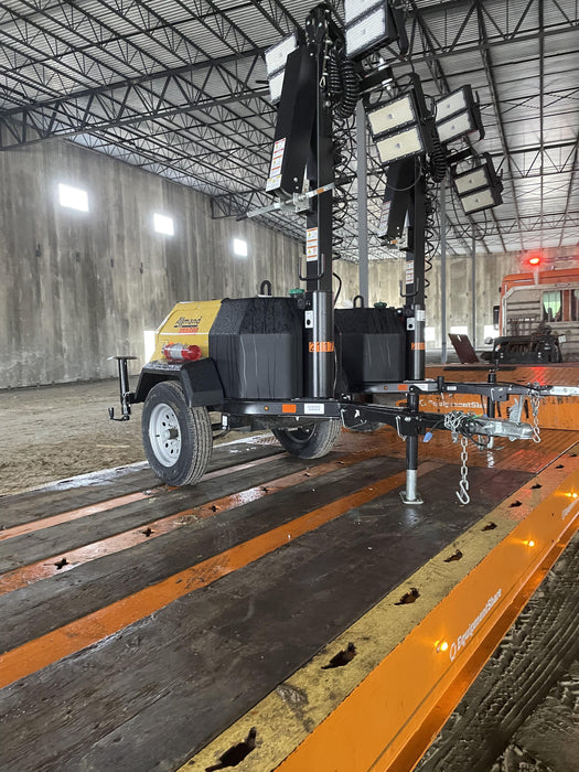 2022 Allmand NLV3GR (4) LED Light Fixture 350W, 23' Vertical Mast, 3kW Prime, Towable, Deep Sea L401, Leveling Jacks, Yanmar T4F 5.8hp