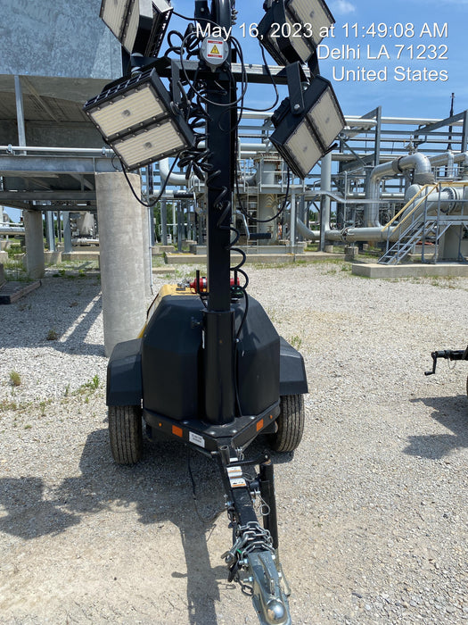 2022 Allmand NLV3GR (4) LED Light Fixture 350W, 23' Vertical Mast, 3kW Prime, Towable, Deep Sea L401, Leveling Jacks, Yanmar T4F 5.8hp