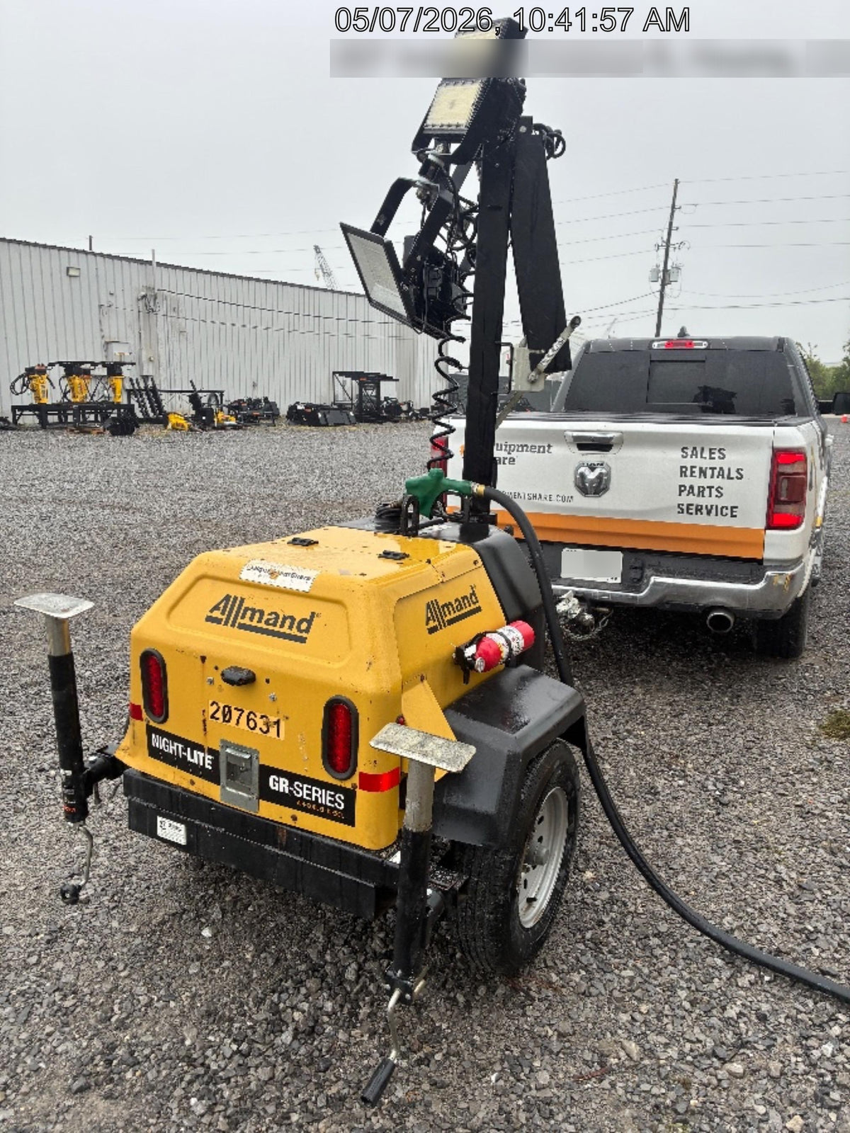 2022 Allmand NLV3GR (4) LED Light Fixture 350W, 23' Vertical Mast, 3kW Prime, Towable, Deep Sea L401, Leveling Jacks, Yanmar T4F 5.8hp