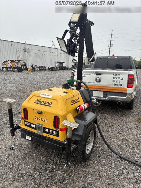 2022 Allmand NLV3GR (4) LED Light Fixture 350W, 23' Vertical Mast, 3kW Prime, Towable, Deep Sea L401, Leveling Jacks, Yanmar T4F 5.8hp