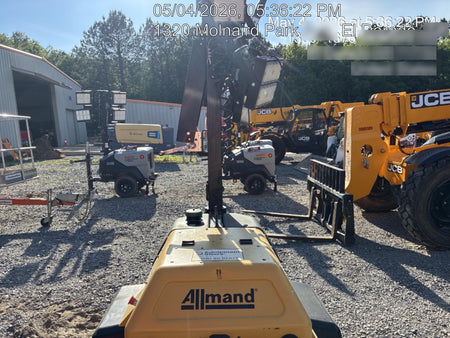 2022 Allmand NLV3GR (4) LED Light Fixture 350W, 23' Vertical Mast, 3kW Prime, Towable, Deep Sea L401, Leveling Jacks, Yanmar T4F 5.8hp
