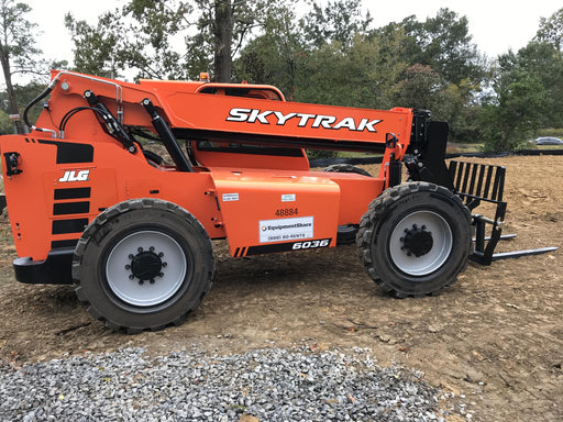 2019 Skytrak 6036 Cab/Heat/Air, Solid Tires, LED Work Lights, Beacon w/50" Carriage, 48" Pallet Forks
