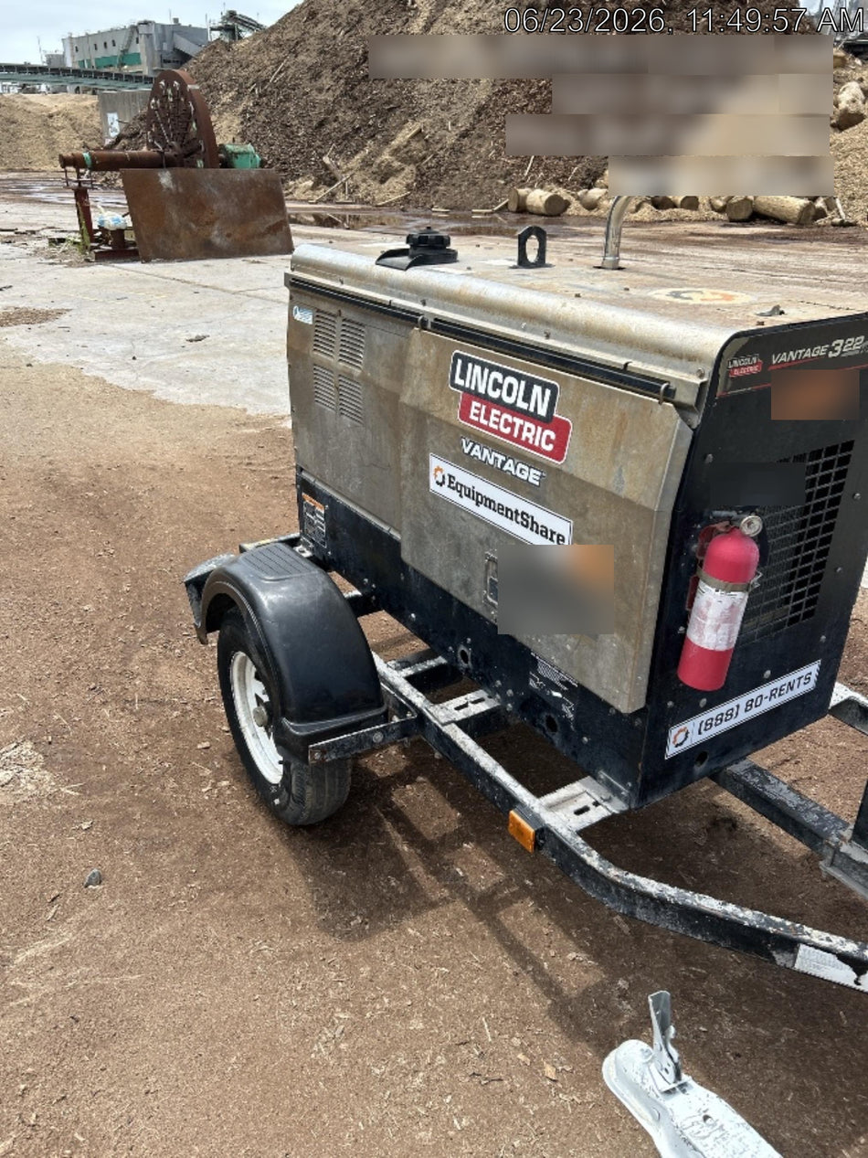 2019 Lincoln Electric Vantage 322 Ready-Pak 3, Two Wheel Trailer, Fender and Light Kit, Cable Rack
