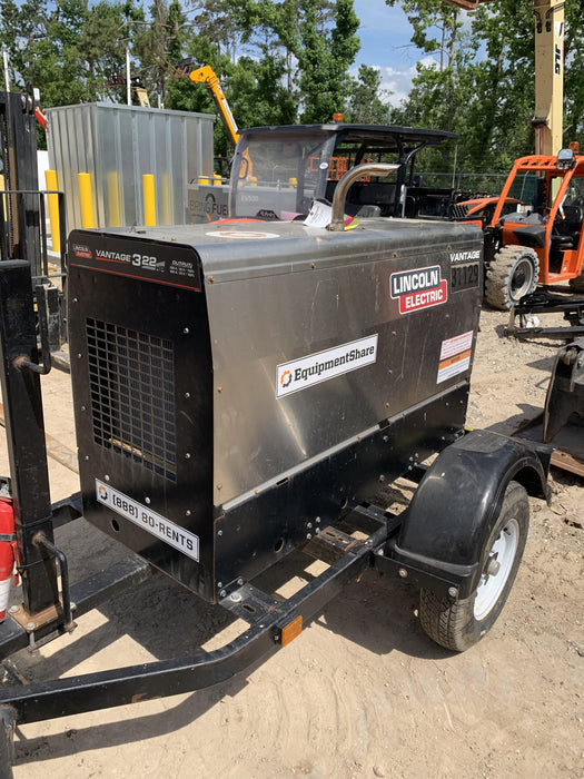 2019 Lincoln Electric Vantage 322 Welder Ready-Pak 3, Two wheel trailer, Fender and Light kit, Cable Rack