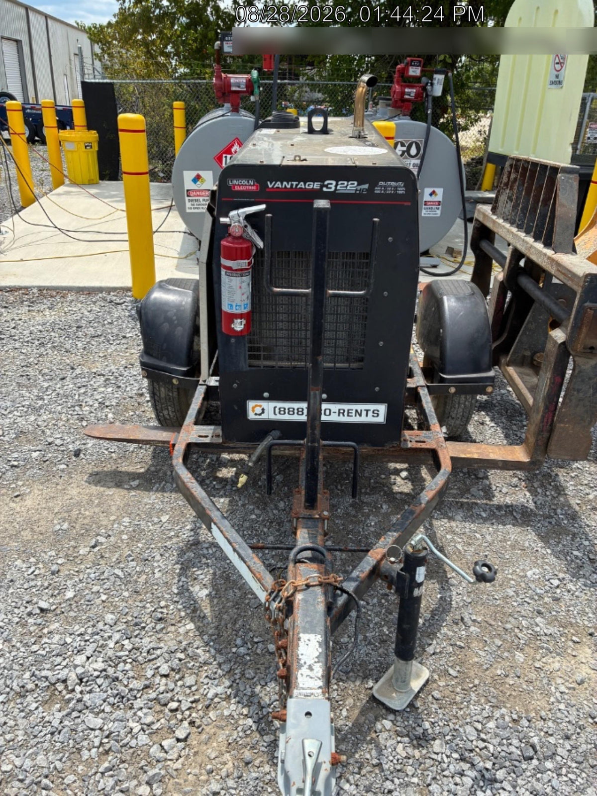 2019 Lincoln Electric Vantage 322 Welder Ready-Pak 3, Two wheel trailer, Fender and Light kit, Cable Rack