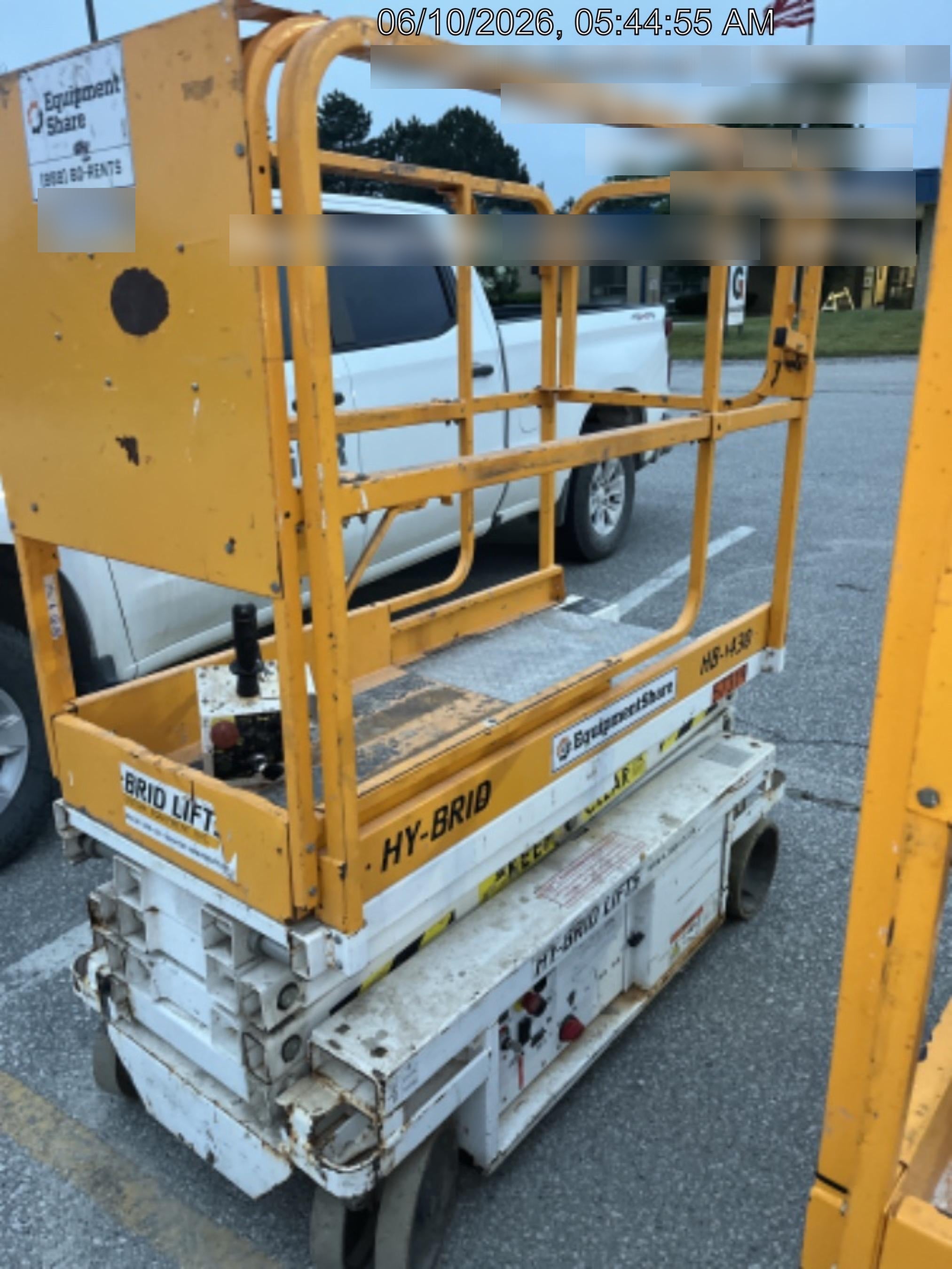 Custom Equipment HB-1430 Hy-Brid Scissor Lift
Platform capacity up to 670 lbs
Working height up to 20 ft
Weighs under 1,700 lbs
Non-marking wheels