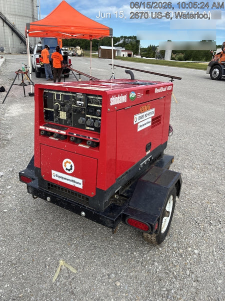 2022 Shindaiwa DGW400MDL Kubota D902 Engine, 23 HP, Dual Op Welder, Wire, Arc, Droop Stick, Tig, and CC Stick Functionality, Simulphase, 3 Phase and 1 Phase Gen Output, Single Axle NB Trlr, Slr Trckl Chrg 12V 12W, Fire Ext