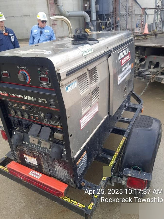 2019 Lincoln Electric Vantage 322 Ready-Pak 3, Two Wheel Trailer, Fender and Light Kit, Cable Rack