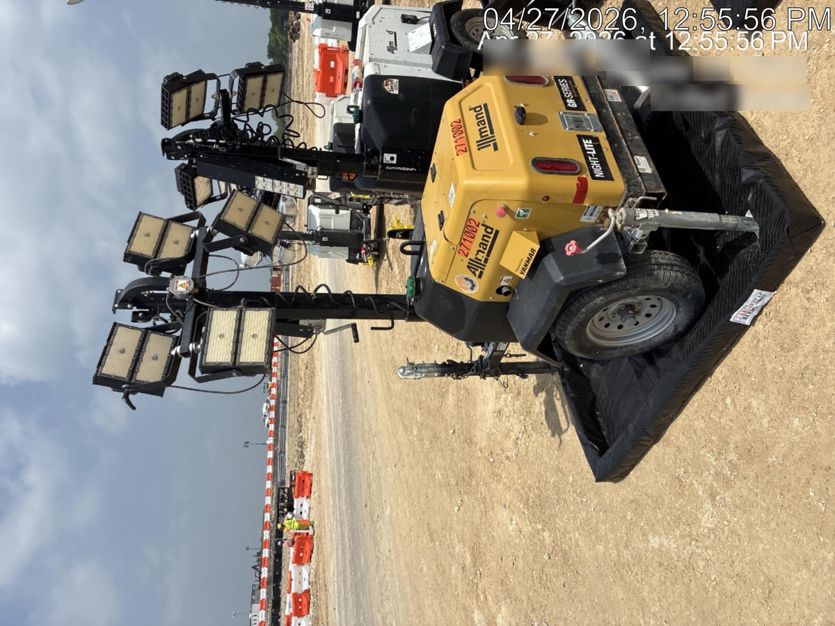 2022 Allmand NLV3GR (4) LED Light Fixture 350W, 23' Vertical Mast, 3kW Prime, Towable, ES Decals, T3