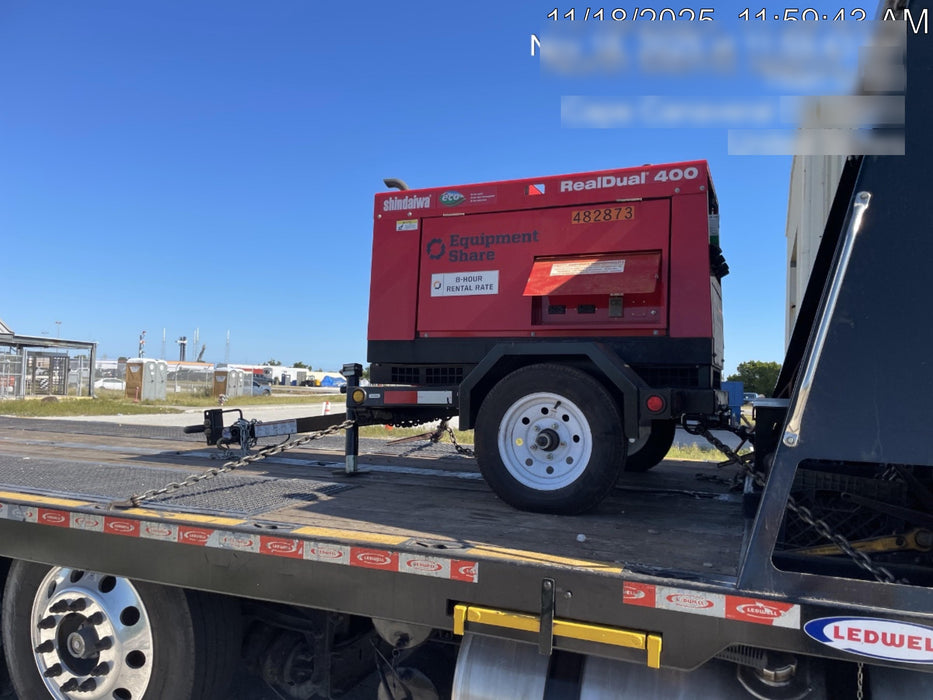 2024 Shindaiwa DGW400DML Kubota D902 Engine, 23 HP, Dual Op Welder, Wire, Arc, Droop Stick, Tig, and CC Stick Functionality, Simulphase, 3 Phase and 1 Phase Gen Output, Single Axle NB Trlr, Slr Trckl Chrg 12V 12W, Fire Ext, T3
