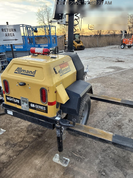 2022 Allmand NLV3GR (4) LED Light Fixture 350W, 23' Vertical Mast, 3kW Prime, Towable, Deep Sea L401, Leveling Jacks, Yanmar T4F 5.8hp