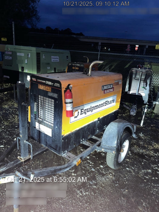 2021 Lincoln Electric Vantage 322 Vantage 322 Ready Pak 3 w/ Decals, ORANGE (includes trailer, cable rack, fender light kit) NO Telematics