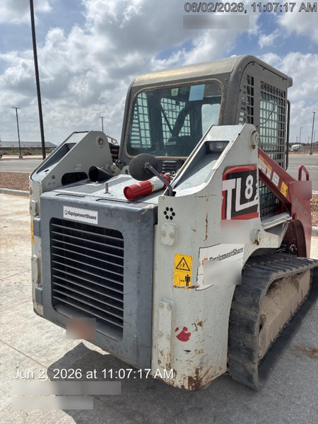 2019 Takeuchi TL8 Cab, Heat/AC, Defroster, 15" Wide Rubber Tracks, Back-up Alarm, Front & Rear Working Lights, Auxiliary Hydraulics, Two-Speed Travel, Electronic Monitoring System, Hydraulic Universal Quick Hitch 76" HD Dirt Bucket with 8 Teeth, 20.3 cubic feet Capacity
