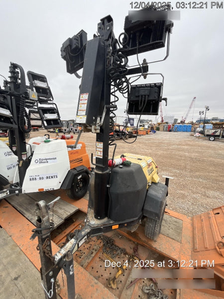 2022 Allmand NLV3GR (4) LED Light Fixture 350W, 23' Vertical Mast, 3kW Prime, Towable, Deep Sea L401, Leveling Jacks, Yanmar T4F 5.8hp