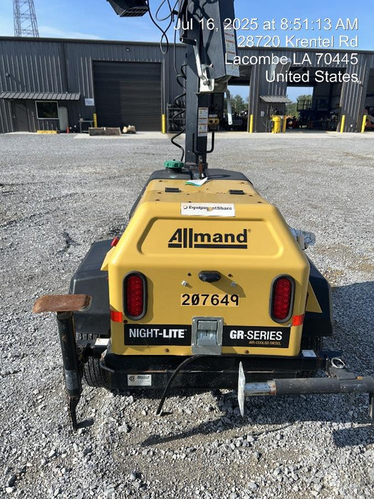 2022 Allmand NLV3GR (4) LED Light Fixture 350W, 23' Vertical Mast, 3kW Prime, Towable, Deep Sea L401, Leveling Jacks, Yanmar T4F 5.8hp