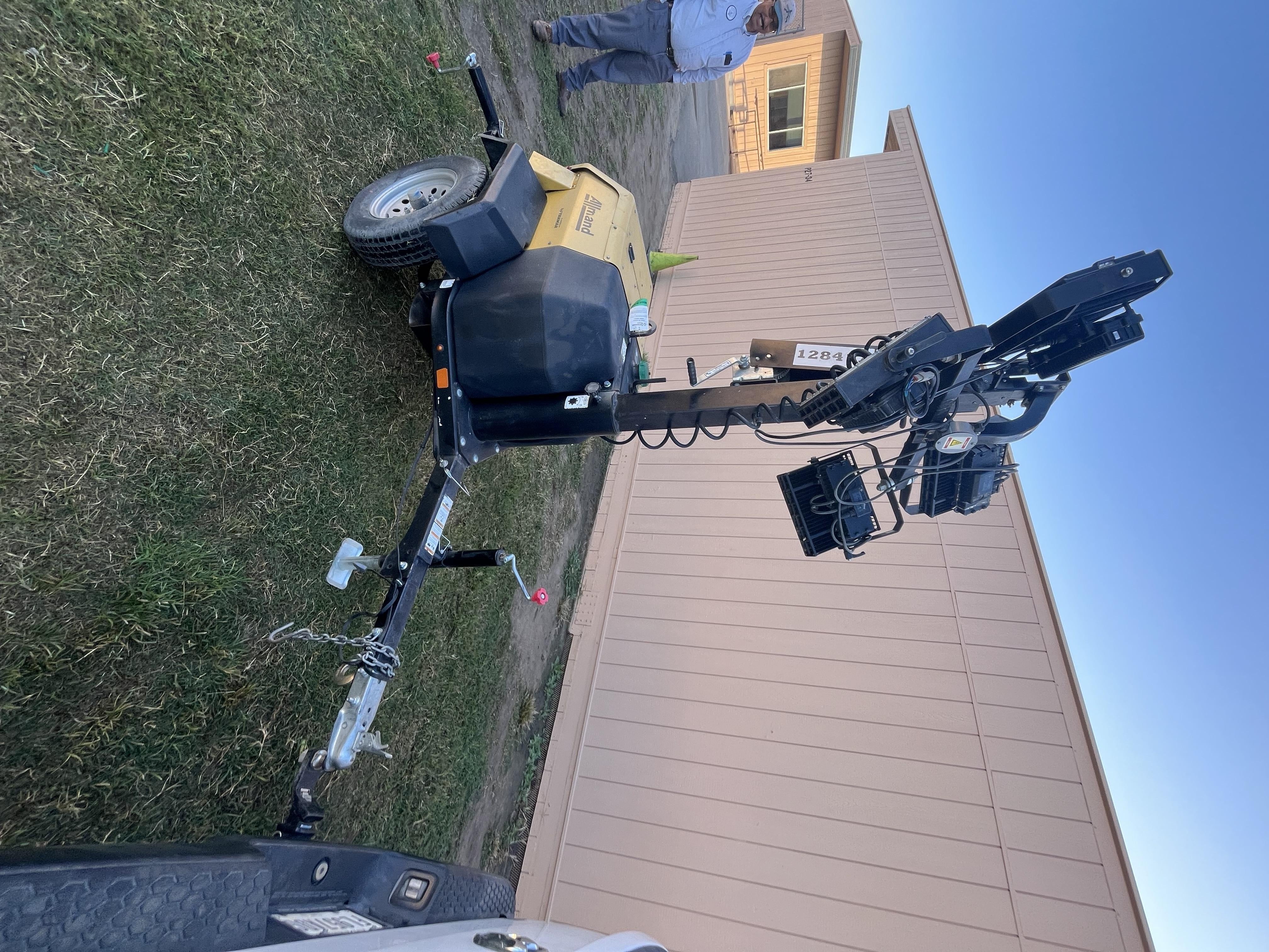 2021 Allmand NLV3GR (4) LED Light Fixture 350W, 23' Vertical Mast, 3kW Prime, Towable, Deep Sea L401, Leveling Jacks, Yanmar T4F 5.8hp