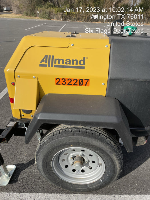 2022 Allmand NLV3GR (4) LED Light Fixture 350W, 23' Vertical Mast, 3kW Prime, Towable, ES Decals, T3