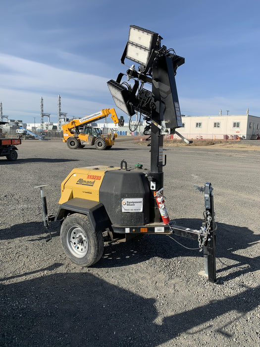 2020 Allmand NLV3GR (4) LED Light Fixture 350W, 23' Vertical Mast, 3kW Prime, Towable, Deep Sea L401, Leveling Jacks, Yanmar T4F 5.8hp