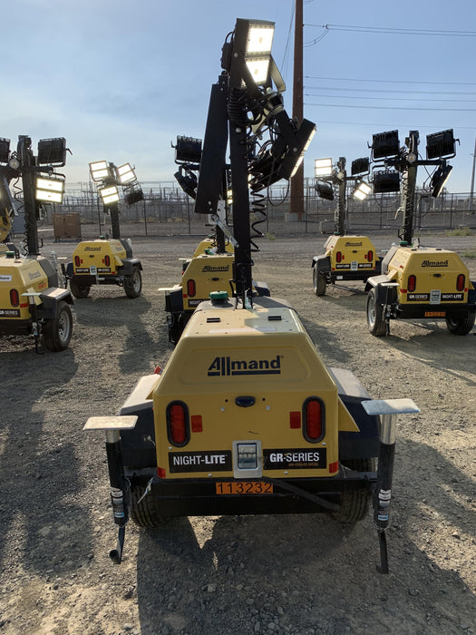 2020 Allmand NLV3GR (4) LED Light Fixture 350W, 23' Vertical Mast, 3kW Prime, Towable, Deep Sea L401, Leveling Jacks, Yanmar T4F 5.8hp