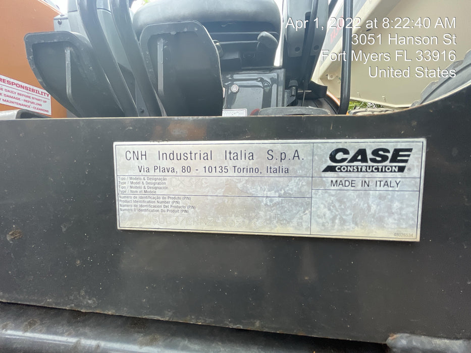 2018 Case CX37C ROPS, LONG ARM, RUBBER TRACKS, AUX HYD