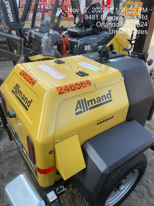 2022 Allmand NLV3GR (4) LED Light Fixture 350W, 23' Vertical Mast, 3kW Prime, Towable