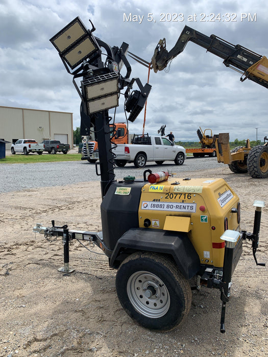 2022 Allmand NLV3GR (4) LED Light Fixture 350W, 23' Vertical Mast, 3kW Prime, Towable, Deep Sea L401, Leveling Jacks, Yanmar T4F 5.8hp