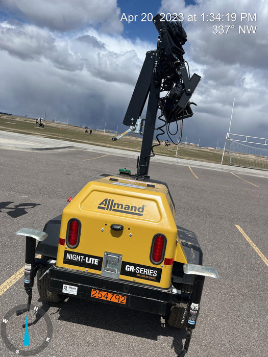 2022 Allmand NLV3GR (4) LED Light Fixture 350W, 23' Vertical Mast, 3kW Prime, Towable, ES Decals, T3