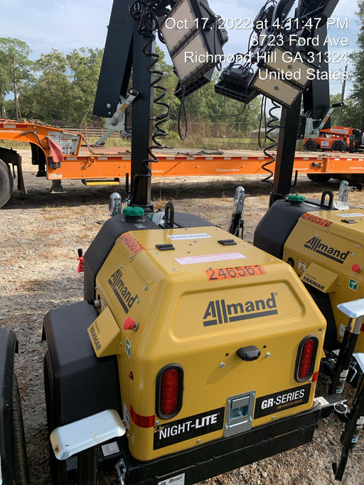 2022 Allmand NLV3GR (4) LED Light Fixture 350W, 23' Vertical Mast, 3kW Prime, Towable