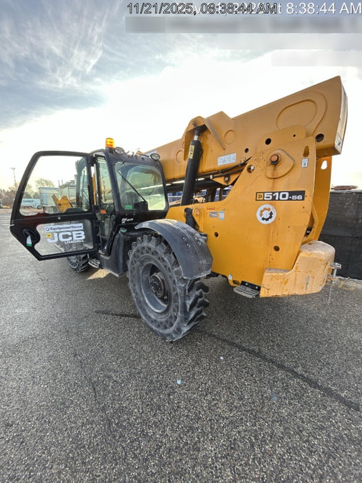 2020 JCB 510-56 Cab/Heat/Air, 74 HP, Solid Tires, STD Worklight, Beacon, Aux Hydraulics, Lifting Eye, Back up Alarm w/66" Carriage/60" Forks