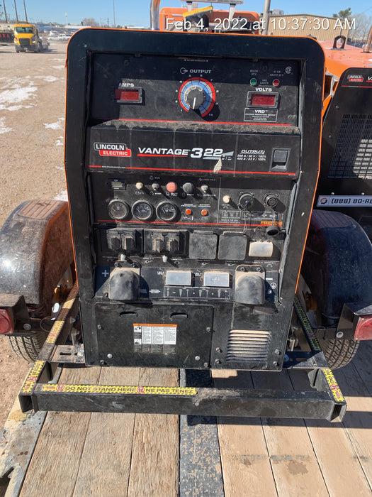 2021 Lincoln Electric Vantage 322 Vantage 322 Ready Pak 3 w/ Telematics & Decals, ORANGE (includes trailer, cable rack, fender light kit)