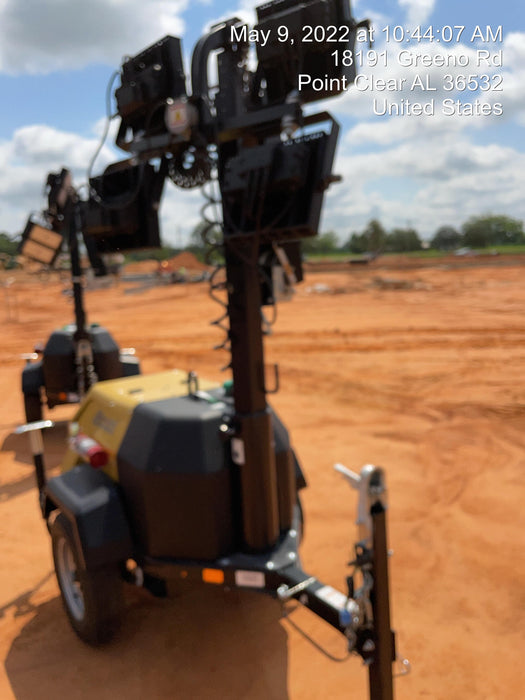 2022 Allmand NLV3GR (4) LED Light Fixture 350W, 23' Vertical Mast, 3kW Prime, Towable, Deep Sea L401, Leveling Jacks, Yanmar T4F 5.8hp