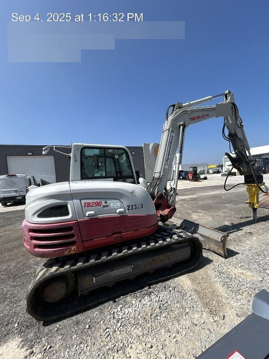2019 Takeuchi TB290 Takeuchi TB290 Cab/Heat/AC w/Rubber Tracks, Auxiliary Hydraulics, Dozer Blade, Manual QC, 18/24/36" Buckets, Hydraulic Thumb Installed