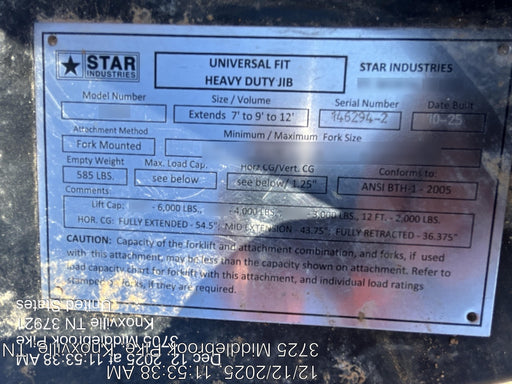 2025 STAR INDUSTRIES M1360B - Star JIB Boom